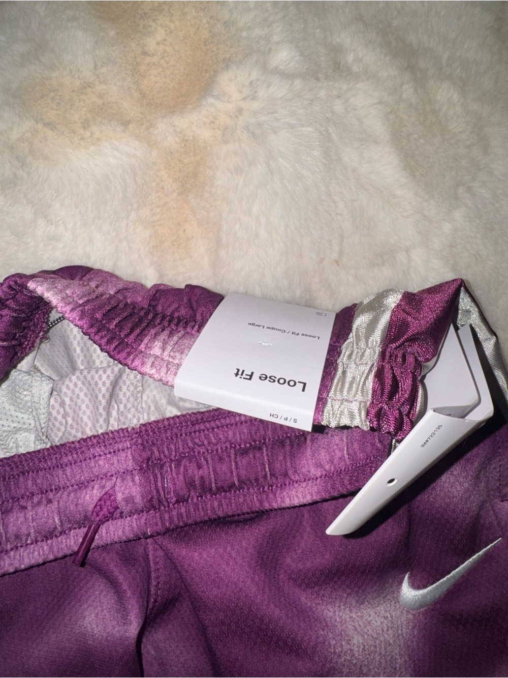 Nike Purple Kids Athletic Shorts with Silver Trim - Picture 3 of 4